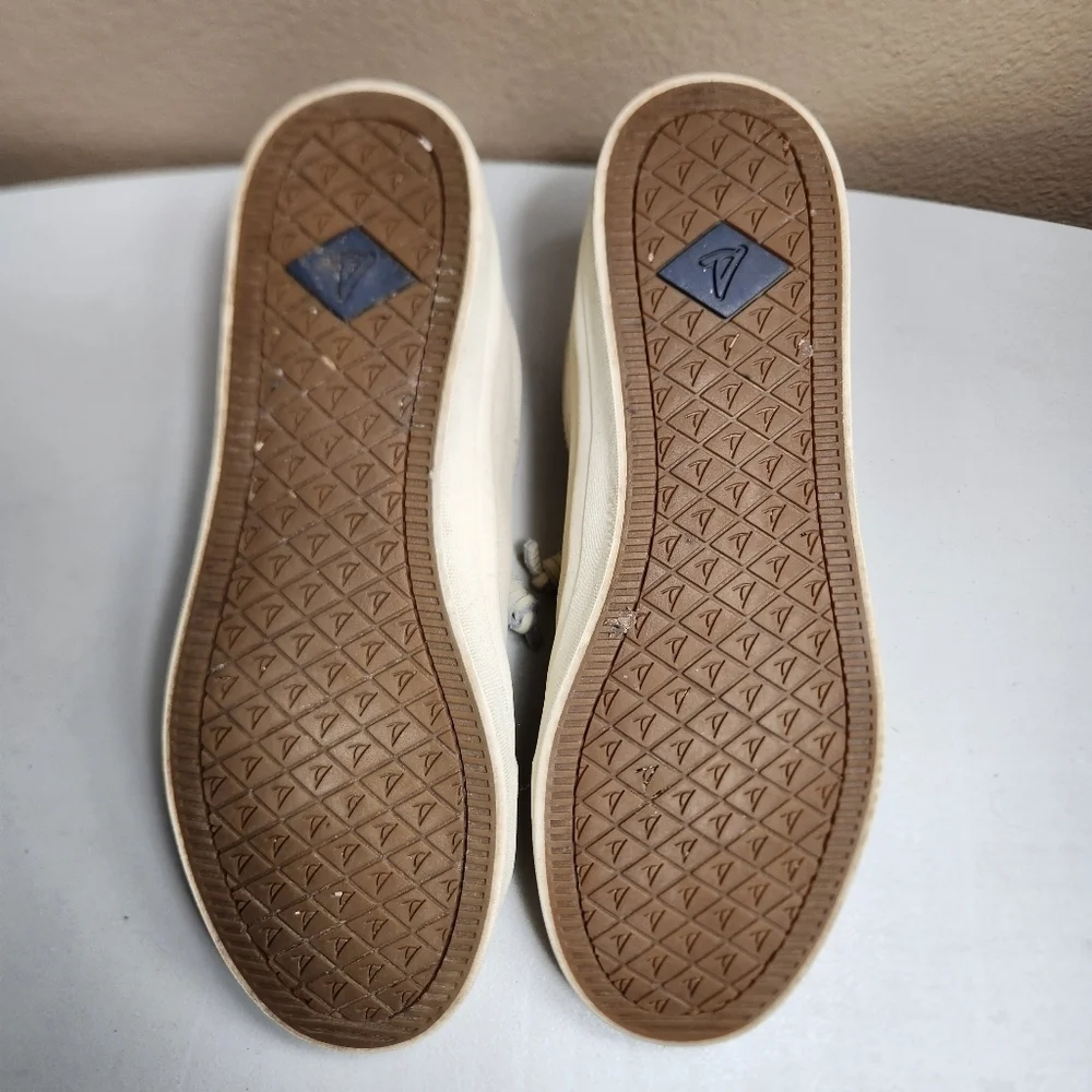 SPERRY Top-Sider STS83181 Womens |8| Beige Leather Lace Up Slip On Boat Shoes